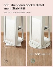 Songmics Ormarić za nakit s ogledalom pune visine 54x161x54 cm bijeli