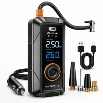 Farrot Prijenosni kompresor na baterije od 150 PSI 12 V s LCD zaslonom i automatskim zaustavljanjem zračna pumpe za automobilske gume