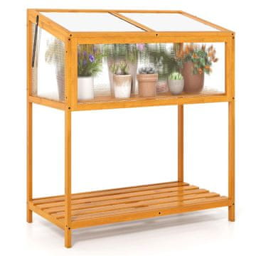 Northix Drvena povišena gredica 90x50,5x105 cm s podesivim prozirnim krovom