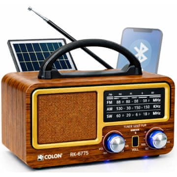 Farrot Retro radio Bluetooth solarno AM FM prijenosni radio USB-C punjenje kampiranje vikendica camping radio