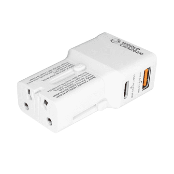 Onasi Svjetski adapter Quick Charge 25W izlaz USB i Type C - Original (EU Blister) bijel