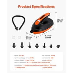 VEVOR Električna pumpa za paddle board visok tlak 20 PSI dimenzije 235x141x130 mm