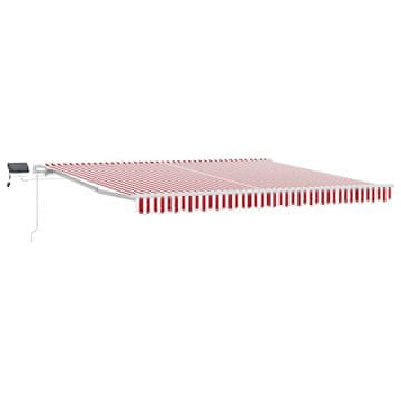 Vidaxl Skrovita tenda Crvena i bijela 400 × 300 cm Tkanina i čelik