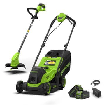 Greenworks Set kosilice za travu 36 cm GEN2 48 V (2 x 24 V) + trimer 25 cm + 2 x 4 Ah baterije i punjač