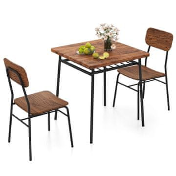 Northix Blagovaonski set s policom za odlaganje i 2 stolice 70x70 cm