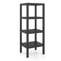 Northix Plastična polica 4 razine 38x32,5x99 cm crna za kuhinju i kupaonicu