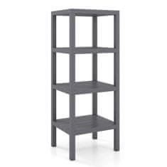 Northix Plastična 4-slojna polica 38x32.5x99 cm vodootporna siva