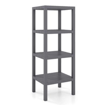 Northix Plastična 4-slojna polica 38x32.5x99 cm vodootporna siva