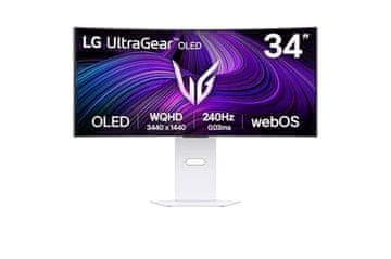 LG 34GX90SA-W UltraGear 34-inčni zakrivljeni OLED monitor, 3440x1440, 2x HDMI, DP, USB-C, 240 Hz, bijeli