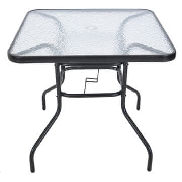 Rojaplast Vrtni stol ZWMT, metal i staklo, 80x80 cm, crni, s rupom za suncobran