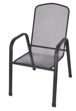 Rojaplast Stohovatelna metalna vrtna stolica SAVOY crna - pogodna za balkon/terasu