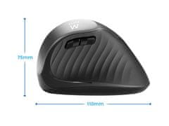 Ewent bežični ergonomski vertikalni miš, 2400 dpi, crni, USB