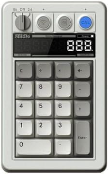 8BitDo Retro 18 Mehanička numerička tipkovnica i kalkulator, N izdanje, bijela