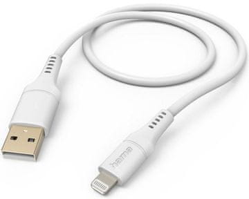 Hama Fleksibilni kabel za punjenje/podatkovne podatke USB-A - Lightning 1,5 m bijeli