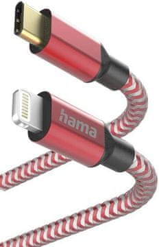 Hama USB kabel za punjenje/podatke Reflected USB-C - Lightning 1,5 m crveni