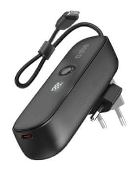 SBS Powerbank s ugrađenim utikačem Hybrid 5000mAh PD 20W crne boje