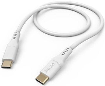 Hama Fleksibilni USB-C kabel za punjenje/podatkovne podatke - 1,5 m bijeli
