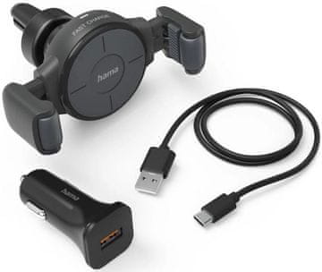 Hama Auto držač s induktivnim punjačem FC 10 Flex Set 10W crni