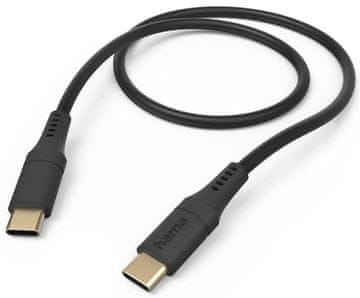 Hama fleksibilni USB-C kabel za punjenje/podatkovne podatke - 1,5 m crne boje