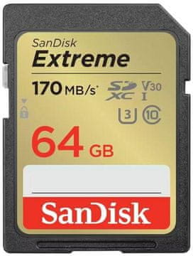 SanDisk Extreme SDXC memorijska kartica 64GB 170/80MB/s C10 V30 UHS-I U3