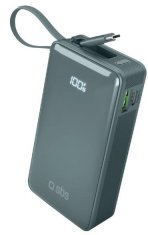 SBS 10000mAh Powerbank s ugrađenim USB-C kabelom, cijan