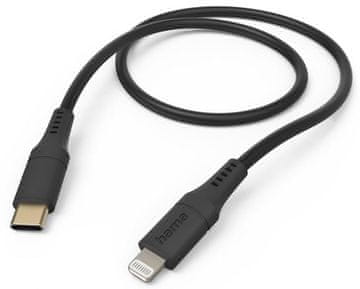 Hama Fleksibilni kabel za punjenje/podatkovni kabel USB-C - Lightning 1,5 m crne boje