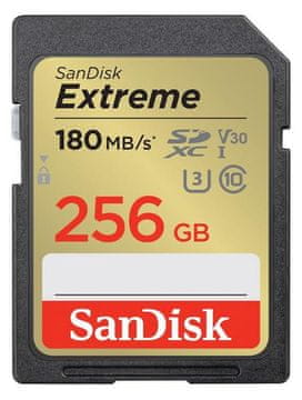 SanDisk SDXC Extreme memorijska kartica 256 GB 180 MB/s C10 V30 UHS-I U3 SDSDXVV-256G-GNCIN
