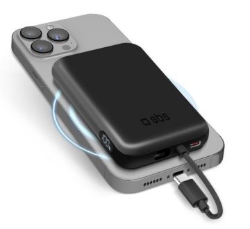 SBS Bežični magnetski Powerbank 5000 mAh crni
