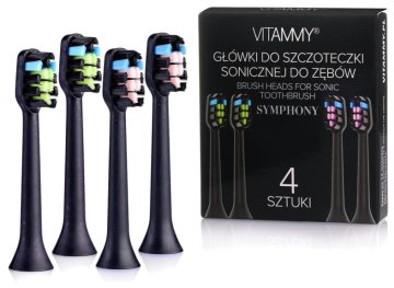 Vitammy TOW014963 Symphony glave četkice za zube, 4 kom., crne