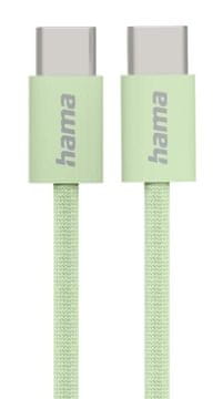 Hama USB-C kabel s tkaninom za prijenos podataka 1 m, zeleni