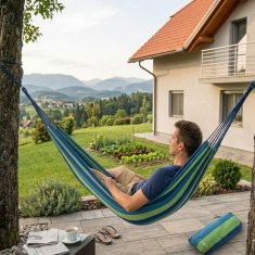 Gardlov Pamučna viseća mreža 240x150 cm - Plava/Zelena