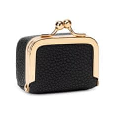 VIVVA® Kompaktna kožna kutijica za nakit od prave goveđe kože, putna organizacija nakita sa zlatnom kopčom 6,5x4,5x3,5 cm | LUXIBOX Crna