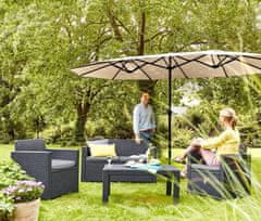 Rojaplast Dvostruki Kantilever Suncobran 456x270cm Bež s Čvrstom Konstrukcijom