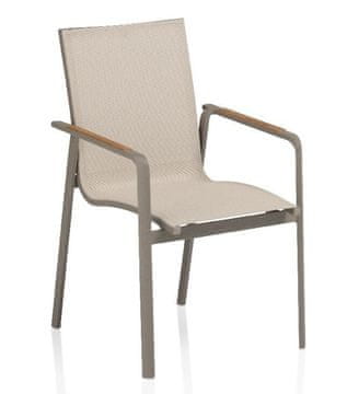 Kettler KETTLER DIAMOND aluminijska stolica s naslonima od tikovine, taupe/bež