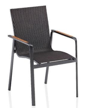 Kettler KETTLER DIAMOND slagajuća vrtna fotelja, aluminij i tikovina, antracit SUNBRELLA
