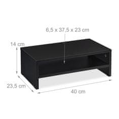 Northix Crni stalak za monitor čelik plastika 40x20 cm ergonomski