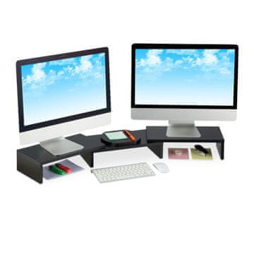 Northix Crni stalak za 2 monitora podesiv MDF metal ergonomski