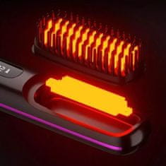 FRILLA® Bežično glačalo za kosu s baterijom 2000 mAh, 3 temperature (160–200°C), prijenosna četka za ravnanje | STRAIBRU