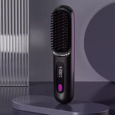 FRILLA® Bežično glačalo za kosu s baterijom 2000 mAh, 3 temperature (160–200°C), prijenosna četka za ravnanje | STRAIBRU