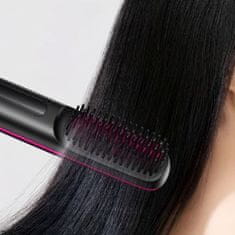 FRILLA® Bežično glačalo za kosu s baterijom 2000 mAh, 3 temperature (160–200°C), prijenosna četka za ravnanje | STRAIBRU