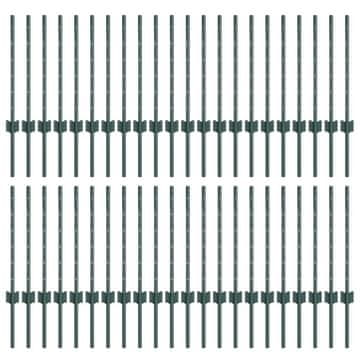 Vidaxl Stup za ogradu 44 szt. Zelena 100 cm Čelik