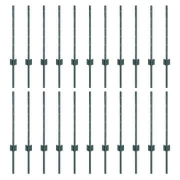 Vidaxl Stup za ogradu 22 szt. Zelena 100 cm Čelik