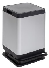 eoshop Elegantna Košara Za Otpad TOKYO 60L Crna/Aluminij, Pedalni Mehanizam