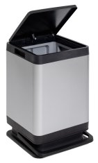 eoshop Elegantna Košara Za Otpad TOKYO 60L Crna/Aluminij, Pedalni Mehanizam