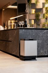 eoshop Elegantna Košara Za Otpad TOKYO 60L Crna/Aluminij, Pedalni Mehanizam