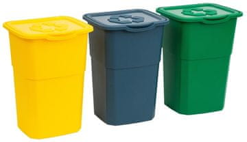eoshop Set ECO kanti za razvrstavanje otpada 3x50L - zelena, žuta, plava