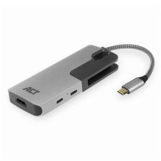 ACT AC7021 USB-C na HDMI 4K adapter Hub USB-C, 2xUSB-A, 2xUSB-C, 1xHDMI, čitač kartica