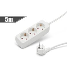 Delight 20234 produžni kabel s 3 utičnice, 5 m, bijeli