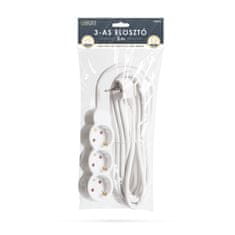 Delight 20234 produžni kabel s 3 utičnice, 5 m, bijeli