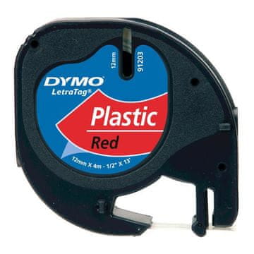 Dymo 91203 (S0721630) etikete crne na crvenoj podlozi, 12 mm x 4 m